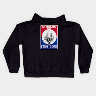 Cthulhu For President USA 2024 Election Red Blue - Embrace The Chaos Kids Hoodie